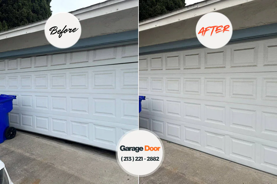 Before and after: garage door repair Rising Sun, IN